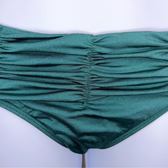 Small Despi Green Ruched Swim Bottom Emerald Textured Stretch Swimwear Beach - Picture 3 of 15